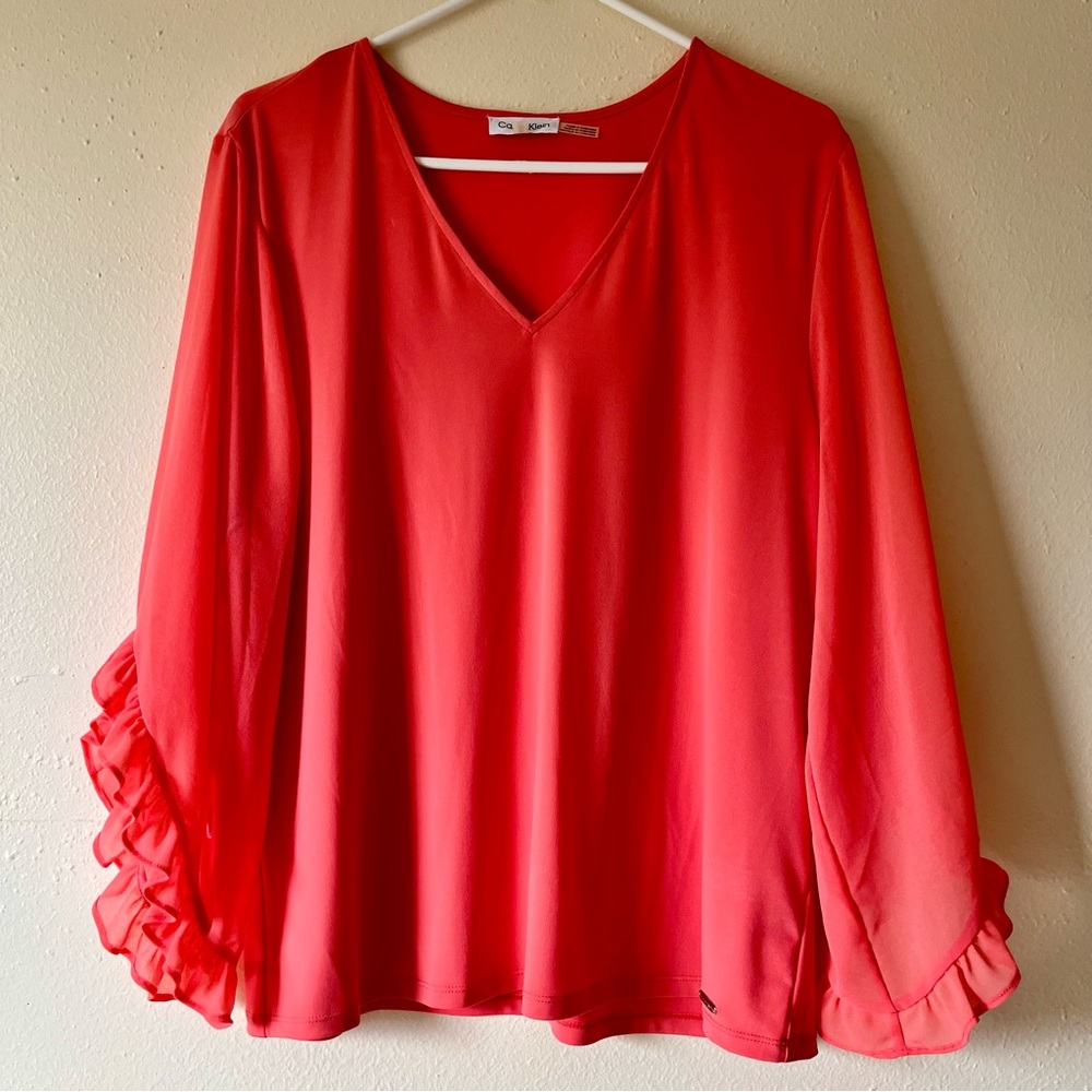 Pretty in Peach Calvin Klein V-Neck Top